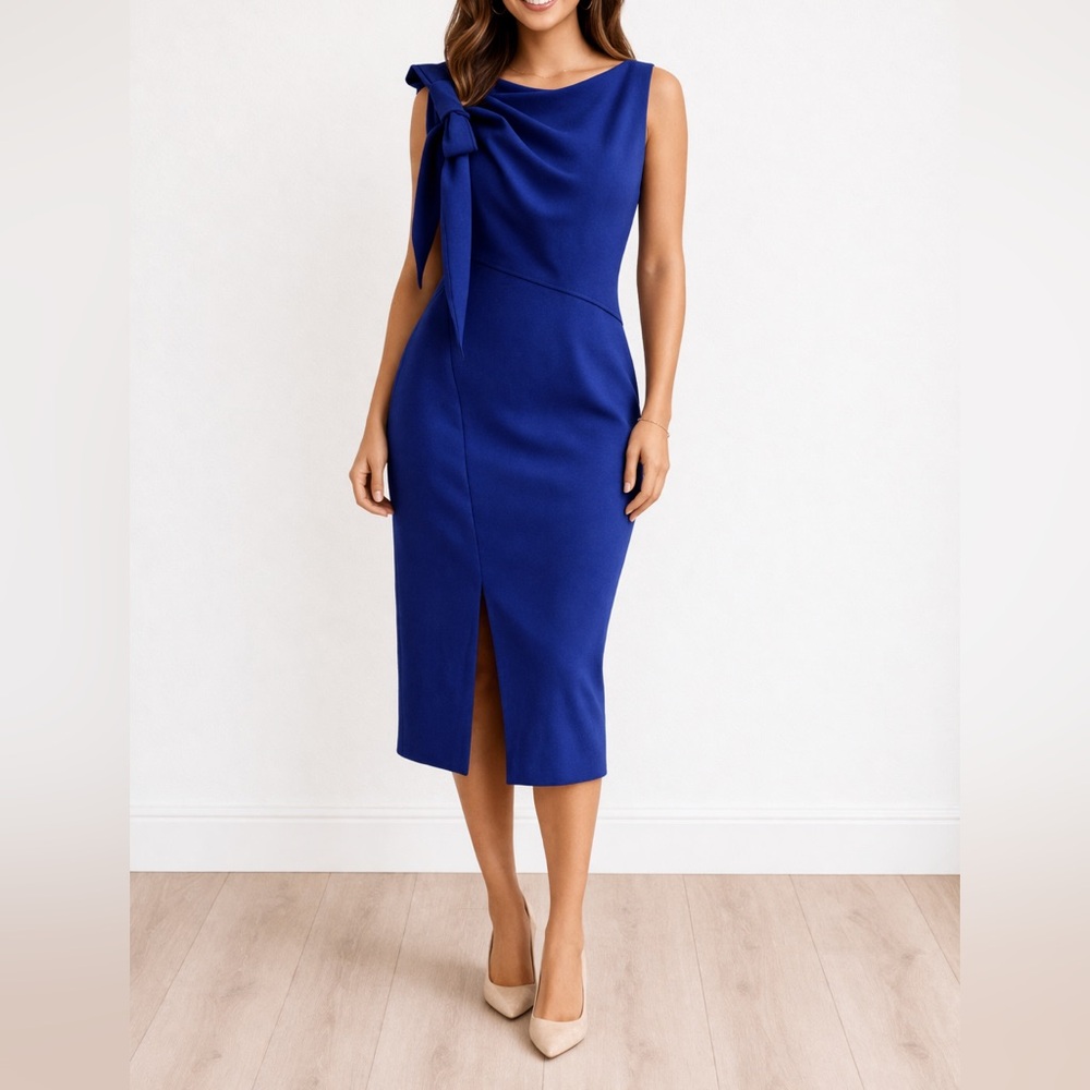 💙 Calvin Klein Royal Blue One-Shoulder Cocktail Dress – Size 4